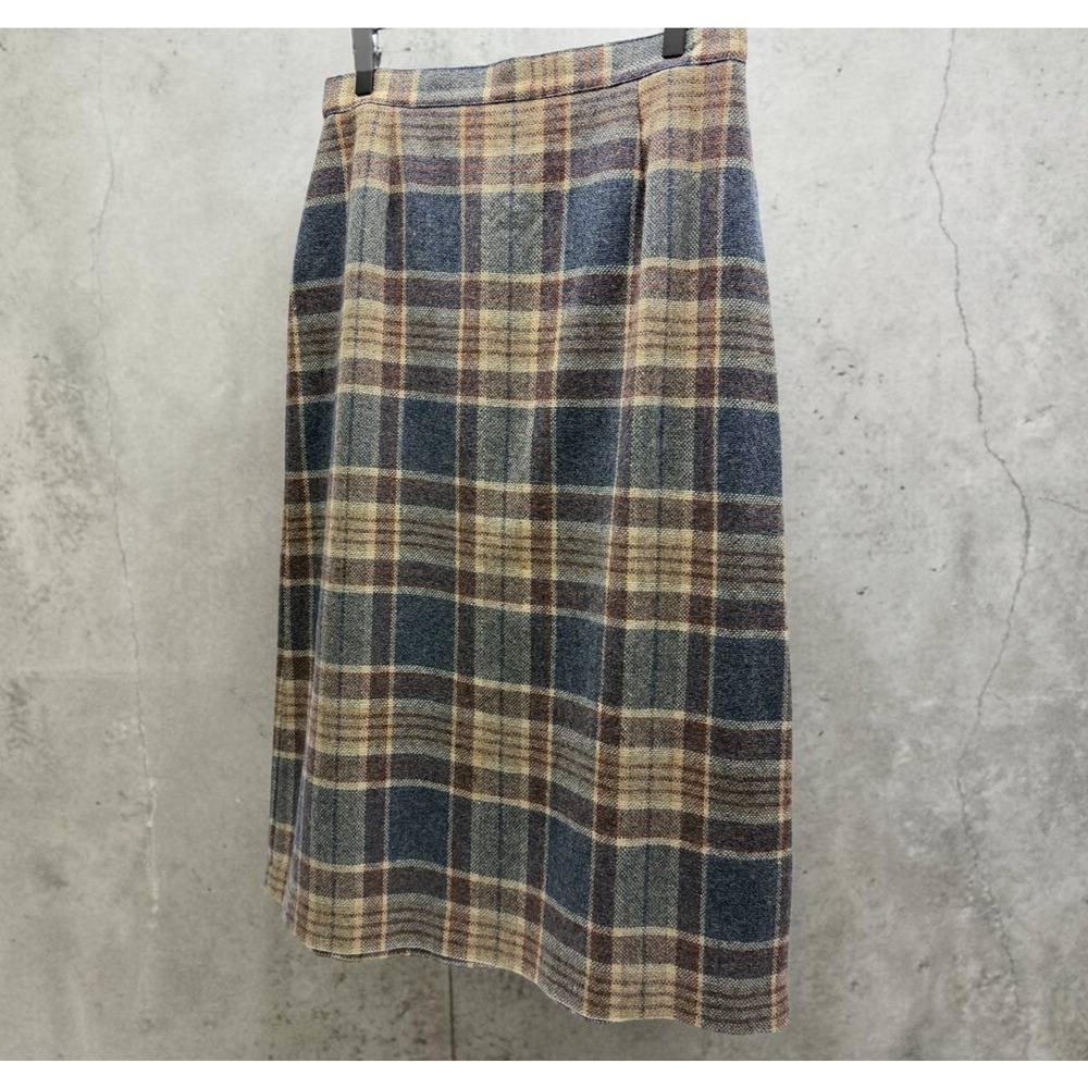 Vintage Plaid Wool Skirt Midi A-Line Country Suburbans Size 14 Lined Fall Winter - Picture 2 of 5